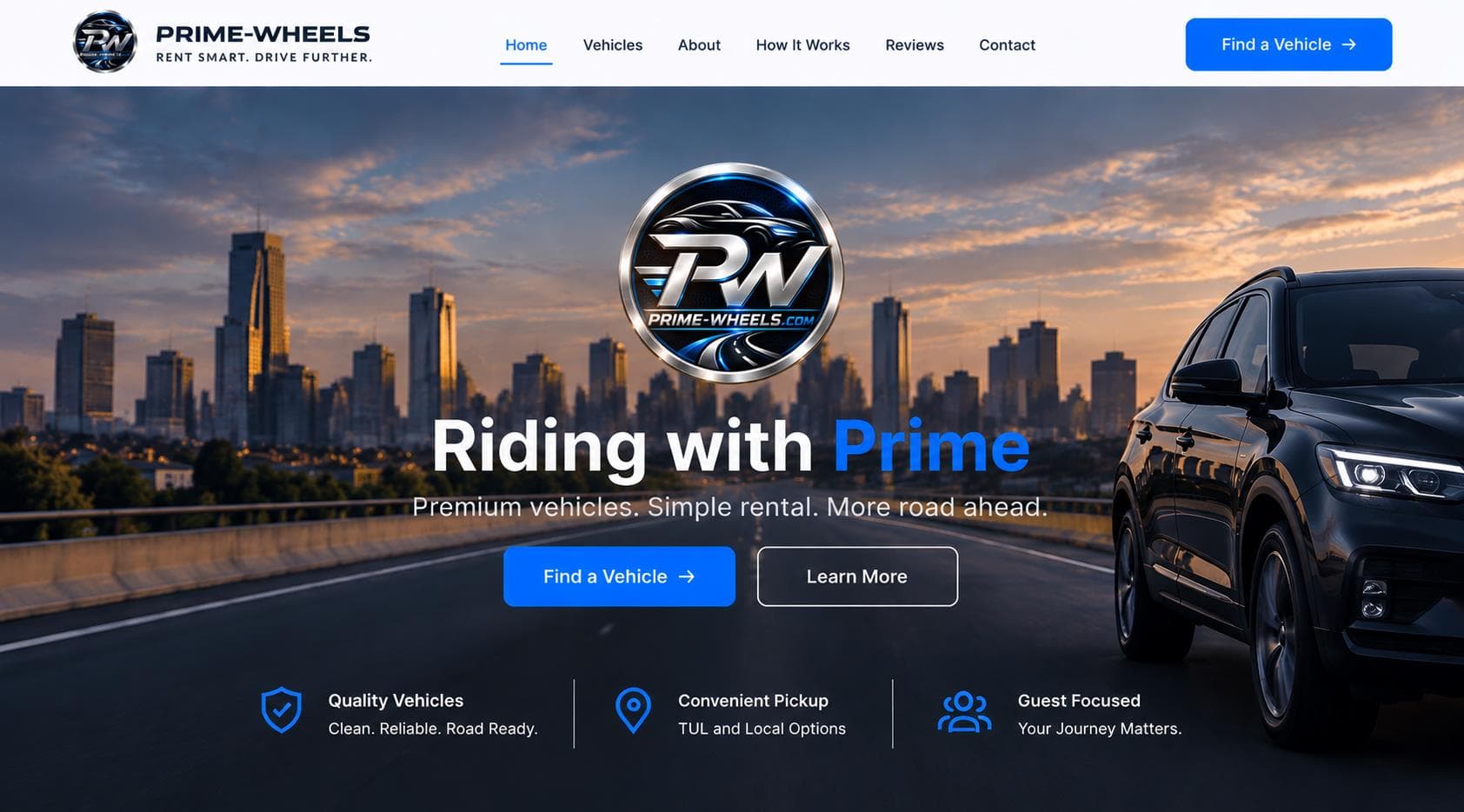 Prime-Wheels Tulsa skyline hero